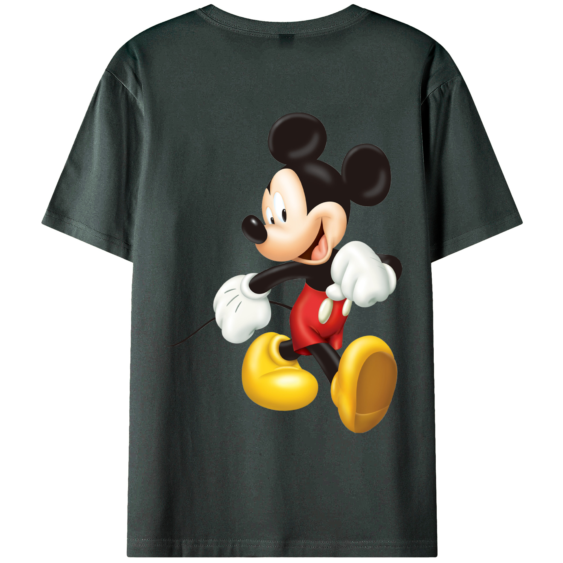 ミッキーマウス Mickey Mouse 綿100％ メンズ半袖Tシャツ（バックプリント） 通気性